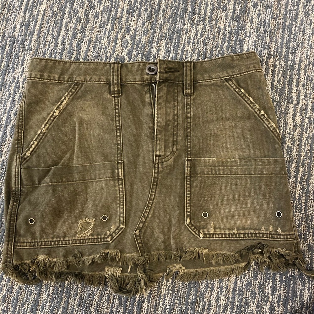 Free people green cargo skirt